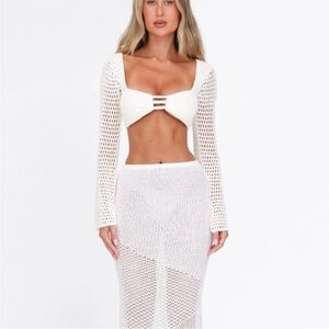 Tiger Mist White Crochet Blouse